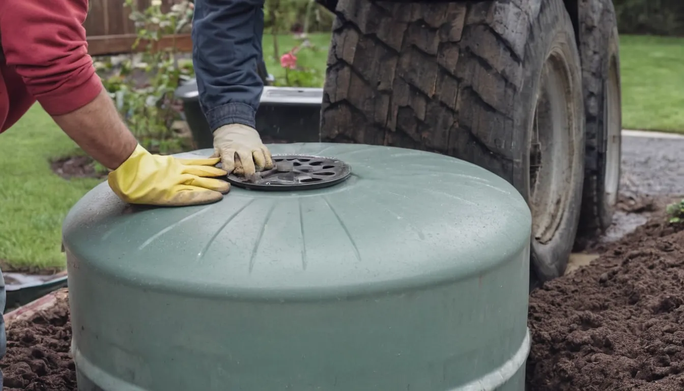 A septic provider checking a tank lid at a home in the Taylor area